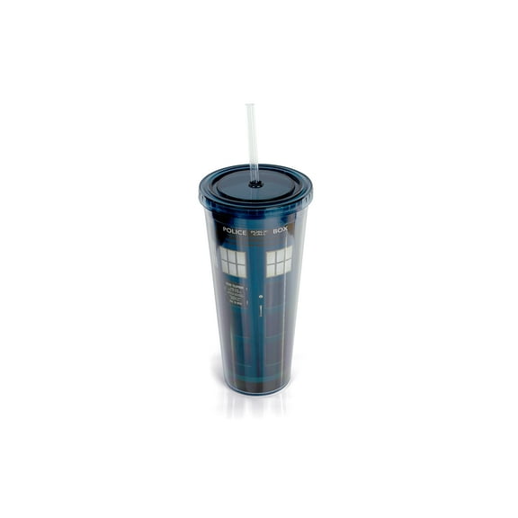 Doctor Who TARDIS 22 Oz Acrylic Travel Tumbler With Lid & Straw