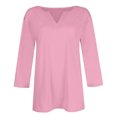 thumbnail image 7 of felwors 3/4 Length Sleeve Womens Tops Dressy Casual V-Neck Puff Sleeve Blouses Business Work Tunic Shirt S-XXL (Pink, S), 7 of 7