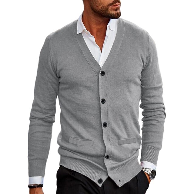 Noilla Mens Knitted Sweaters V Neck Cardigan Sweater Button Down