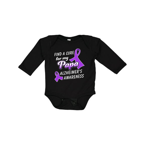 Inktastic Alzheimer's Awareness Find a Cure for my Papa Boys or Girls Long Sleeve Baby Bodysuit