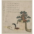 thumbnail image 2 of Keisai Eisen 15x16 Black Ornate Wood Framed Double Matted Museum Art Print Titled - Sanpoukazari to Otafuku No Men (1820), 2 of 5