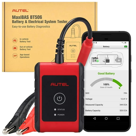 Autel MaxiBAS BT506 Auto Battery&Electrical System Analysis Tool,Compatible with CCA CA SAE EN IEC DIN JIS MCA, Support in-Car and Out-of-Car Testing,Test Flooded AGM AGM Spiral EFB Gel