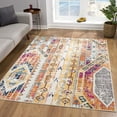 thumbnail image 6 of 2â€™ x 15â€™ Gold and Ivory Distressed Tribal Runner Rug, 6 of 7