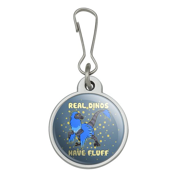 Real Dinos Have Fluff Raptor Dinosaur Jacket Handbag Purse Luggage Backpack Zipper Pull Charm
