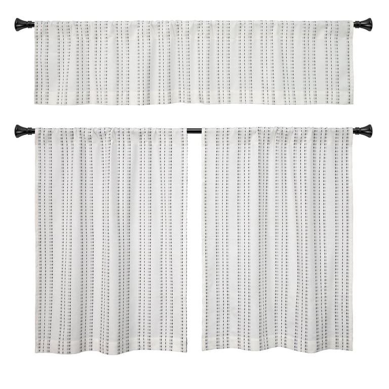 Better Homes & Gardens Luna Pick Stitch Stripe Kitchen Curtain Set photo 1