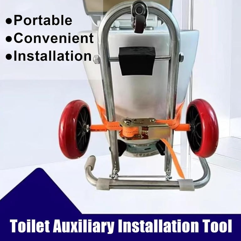 Toilet Lifting Tool - Portable Installation Jack With Foldable Cart & Wheels, Heavy-Duty For Plumbers & DIY
