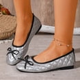 thumbnail image 2 of YOUYEDIAN Loafers for Women Fashion Low Block Heel Bow Deco Casual Diamond Quilted Flats Comfy Versatile Square Toe Dress Ballet Shoes, 2 of 5