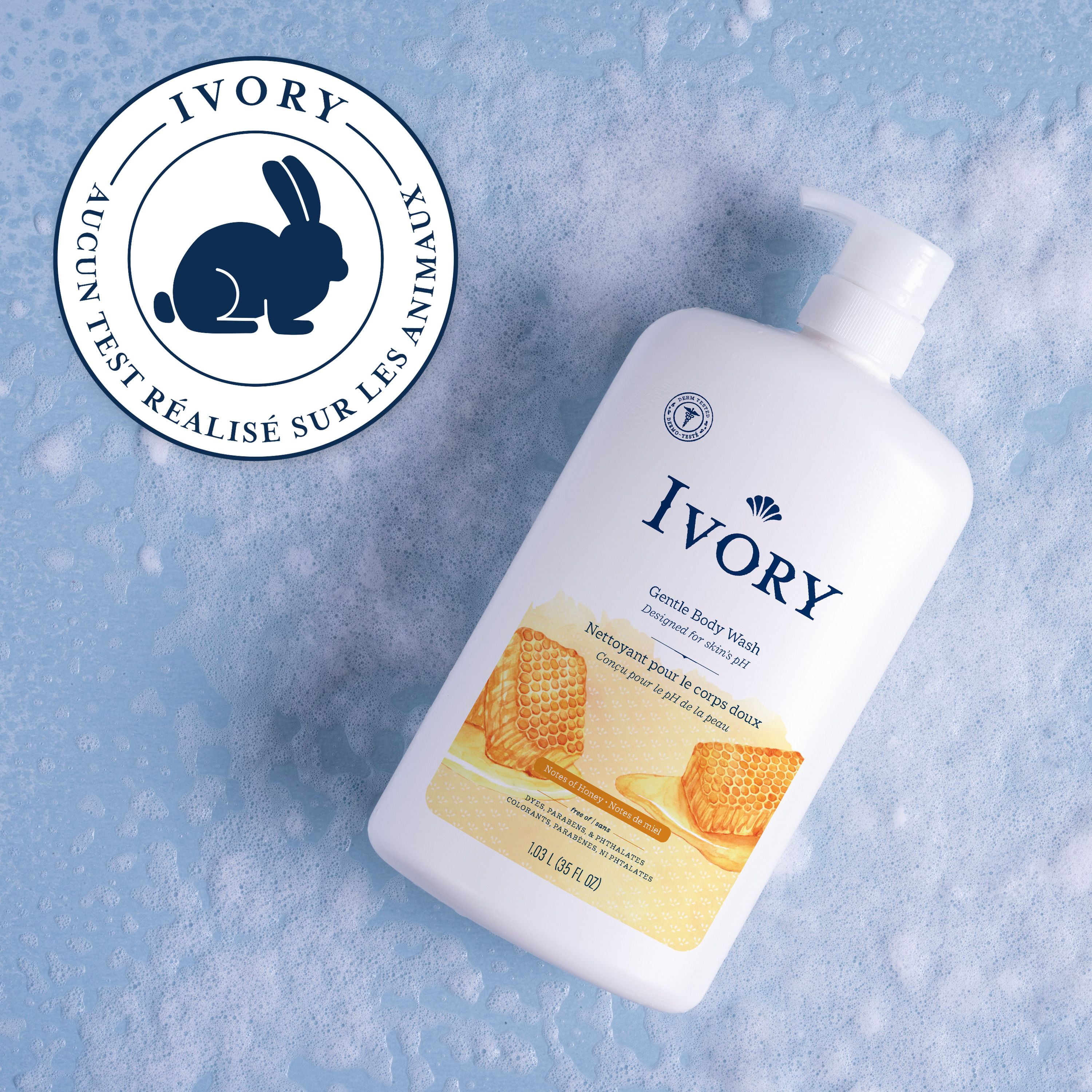 Nettoyant pour le corps Ivory Doux, parfum de lait et miel 1035ML