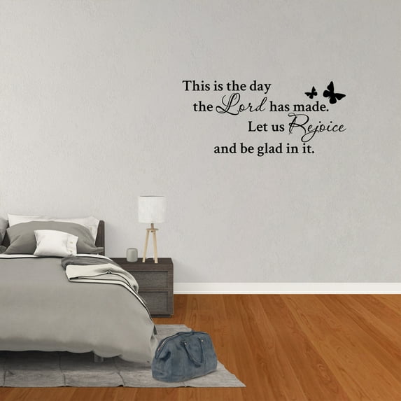 Empresal Let Us Rejoice And Be Glad In It Religious Vinyl Wall Words Decal Sticker Art Black 28"Hx13"W JP972