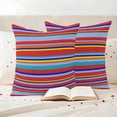thumbnail image 3 of Rainbow Striped Outdoor Waterproof Pillow Covers, Red Blue Yellow Geometric Abstract Decorative Square Throw Pillowcase Sofa Cushion Sham for Patio/Couch/Chair, 16"x16" 2 Pack, 3 of 8
