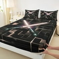 thumbnail image 3 of Erosebridal 3D Lightsaber Games Bed Sheets Twin,Neon Lights Bedding Twin Size,Geometry Gradient Grid Sheet Set Twin,Breathable Room Decor，3-Piece, 3 of 8