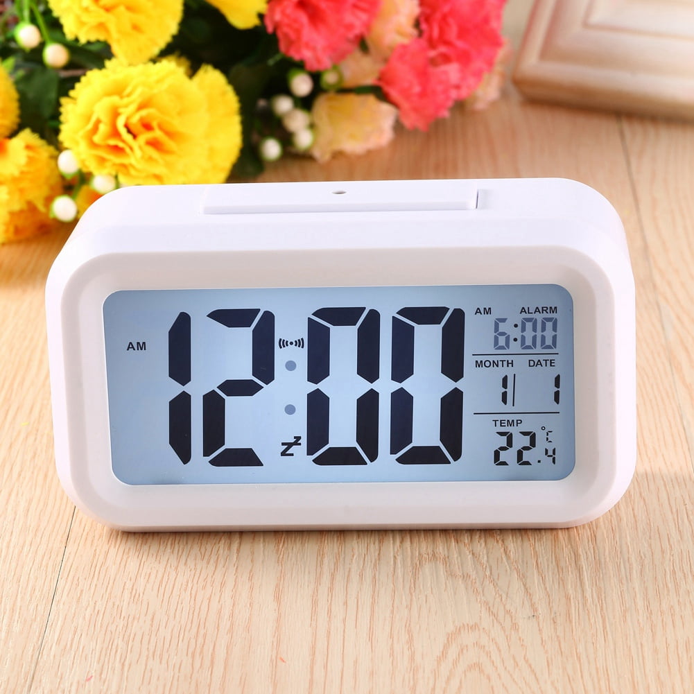 AAA Batteries LED Digital Calendar, Battery Clock, Snooze Desk Alarm Clock For Bedroom Home