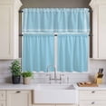 thumbnail image 2 of Dark Blue Curtain Valances Set Solid Color Kitchen Curtains 24&nbsp;inch Length Rod Pocket Valance and Tiers 3 Piece Set Small Bedroom Bathroom Laundry Decor, 2 of 9