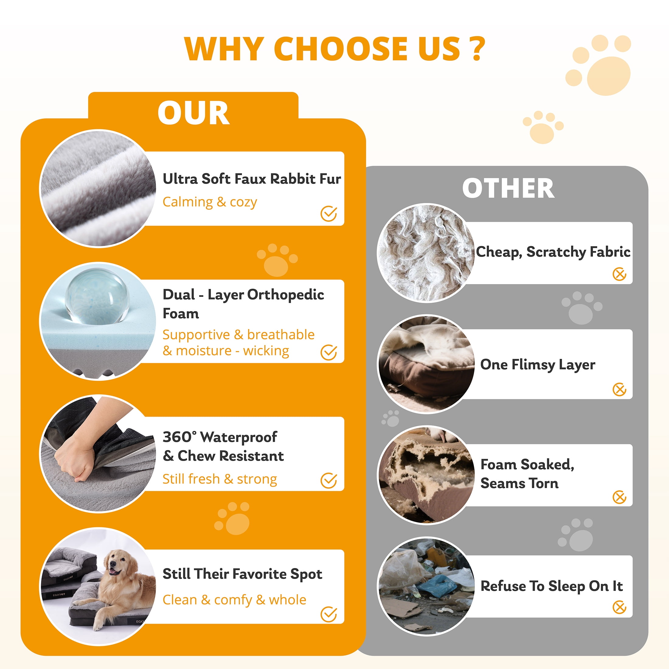 EGOHOME Sofa-Style Pet Orthopedic Bed, 3.5-Sided Bolster Memory Foam Dog Bed for Large and Medium Dogs with Machine Washable Cover and Non-Slip Bottom, XL (41"x27"x6.5")