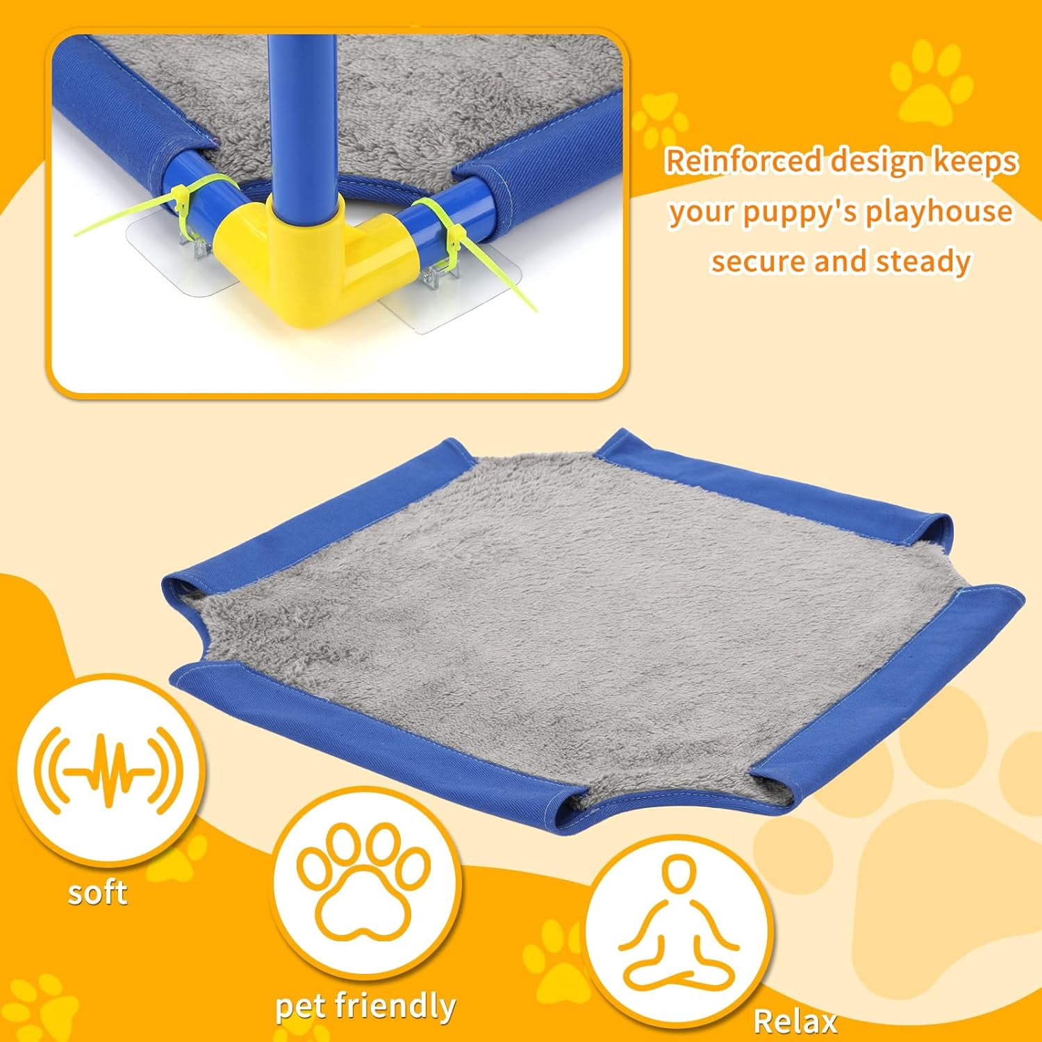 Puppy Play Gym with Hanging Toys, PVC Frame Activity Center for Small Dogs, Kittens and Pets with 8 Enrichment Toys