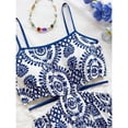 thumbnail image 4 of Womens Blue And White Floral Print Sleeveless Midi Dress With Side Cutouts And Tie Waist, Vacation Style Summer Dress, 4 of 8