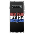 thumbnail image 1 of DistinctInk Clear Shockproof Hybrid Case for Samsung Galaxy S10+ PLUS (6.4" Screen) - TPU Bumper Acrylic Back Tempered Glass Screen Protector - New Year New Team One Dream, 1 of 2
