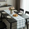 thumbnail image 2 of Aqua Plaid Table Runner 70 Inches Long, Spring Summer Farmhouse Buffalo Checkered Kitchen Coffee Dining Table Decoration for Home Party Birthday Wedding Home Decor 13x70 Inches, 2 of 8