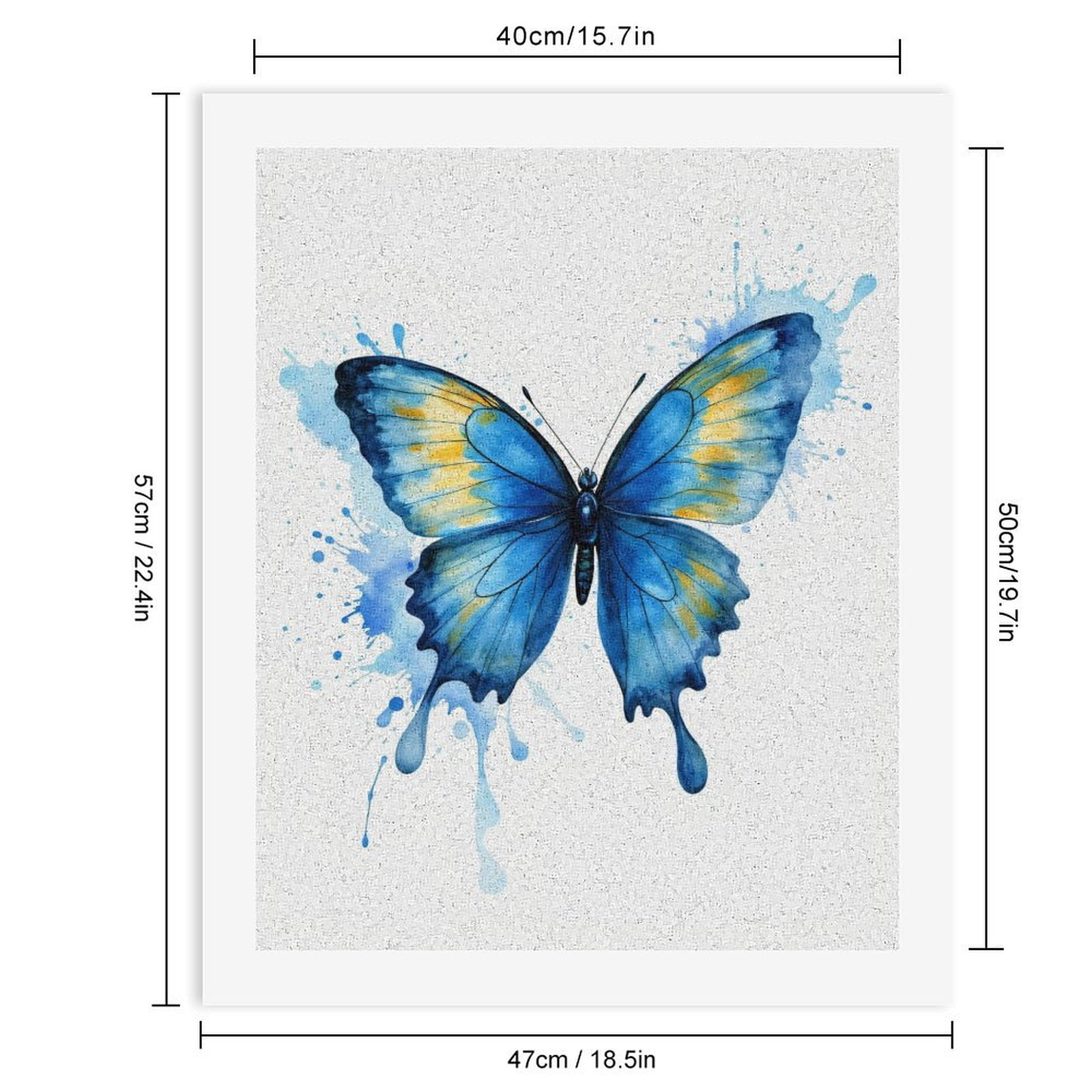 Paint By Numbers Kit for Adults Beginner - DIY Blue Watercolor Butterfly Art Canvas Painting Kits for Adults, Frameless Paint By Number for Adults for Home Wall Decor 16x20 Inch