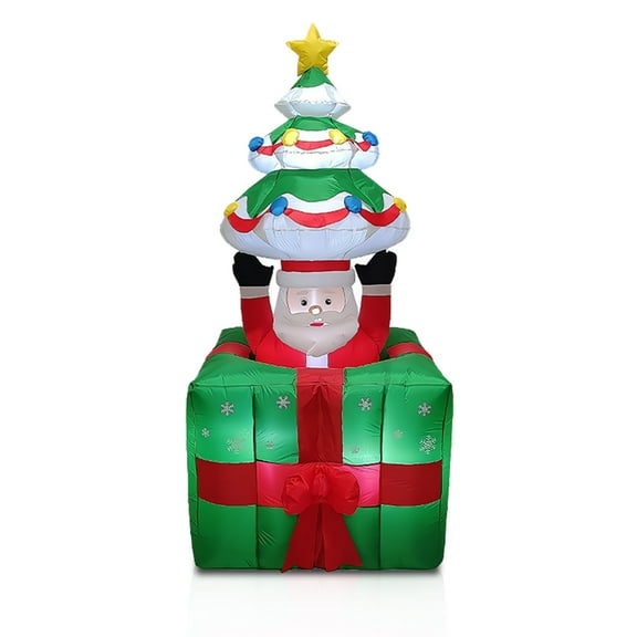 6FT Inflatable Santa Claus Outdoor Christmas Decoration, Inflatable Santa Claus Yard Decoration, with Built-In Dazzling LED Lights, Suitable for Holiday Parties in Yards, Lawns, and Gardens