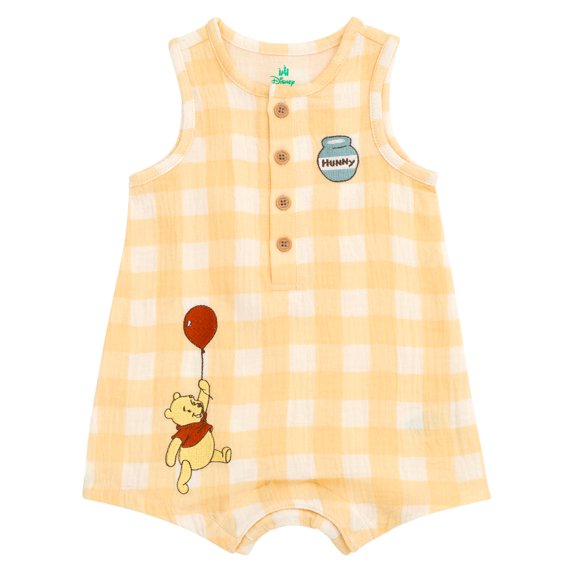 Disney Winnie the Pooh Henley Sleeveless Romper Newborn to Infant