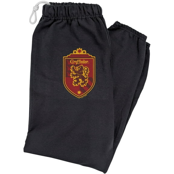 Harry Potter Gryffindor Plaid Sigil Unisex Jogger Sweatpants for Men and Women, Black, Small