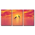 thumbnail image 2 of wall26-3 Piece Canvas Wall Art - Shadow of Two Small Dolphins Jumping in The Ocean Toward The Sun by Red Sunset - Modern Home Art Stretched and Framed Ready to Hang - 24"x36"x3 Panels, 2 of 4