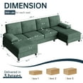 thumbnail image 4 of Walsunny Modern U-Shaped Sectional Sleeper Sofa with 4 Deep Seat, Modular Cloud Oversized Sofa Couch with Chenille Fabric & Double Chaise for Apartment, Green, 4 of 8