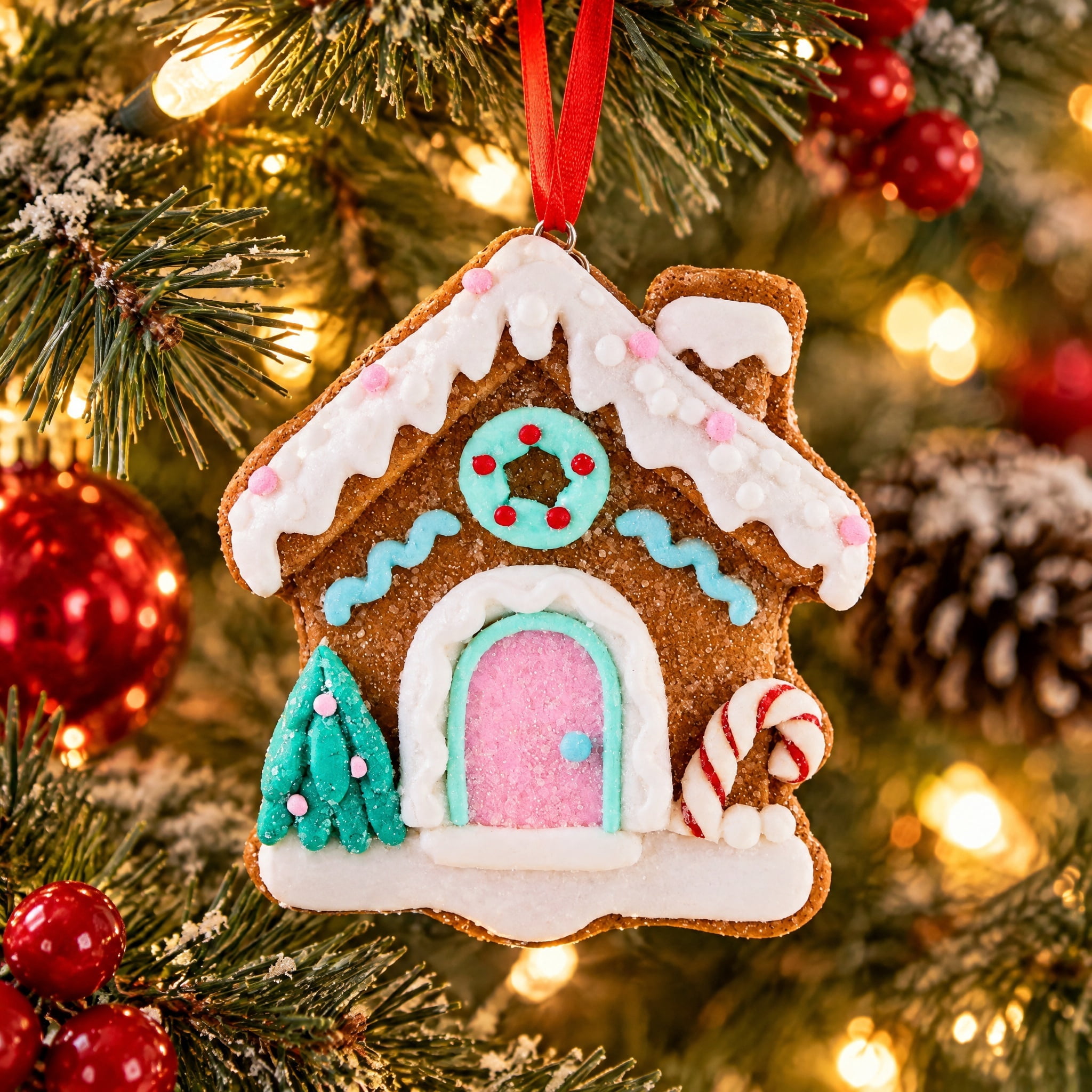 Multicolor Clay Dough Gingerbread House Christmas Ornament, 3.8", by Holiday Time