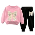 thumbnail image 4 of 4-5 Years Child Toddler Baby Girl Clothes Long Sleeve Letter Print Sweatshirt and Stretch Jogger Pants Newborn Fall Winter Outfit Long Sleeved Sweatshirt Pants Casual Two Piece Set, 4 of 4