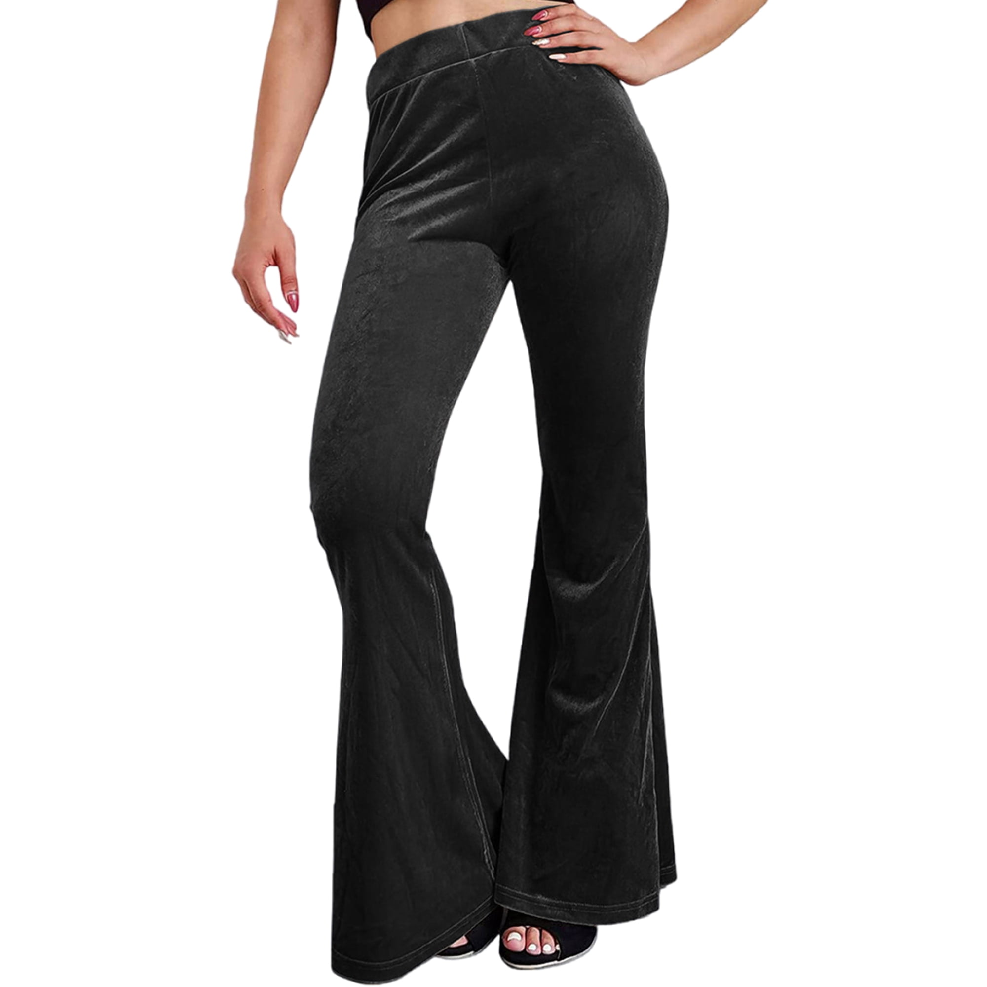 Black velvet ladies trousers best sale