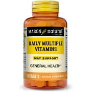 Mason Natural Daily Multiple Vitamins - Vitamins A, C, D3, E, B1, B2, B3, B6, B12, Folate and Calcium for Overall Health, 100 Tablets