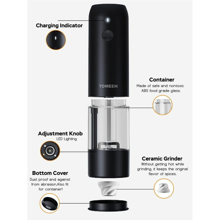 FORLIM Rechargeable Electric Salt and Pepper Grinder Set - Automatic  One-Handed Operation Mill with Light (2 Mills) - Electronic Adjustable  Shakers - Ceramic Grinder- Gorgeous Metallic Gunmetal - Coupon Codes, Promo  Codes