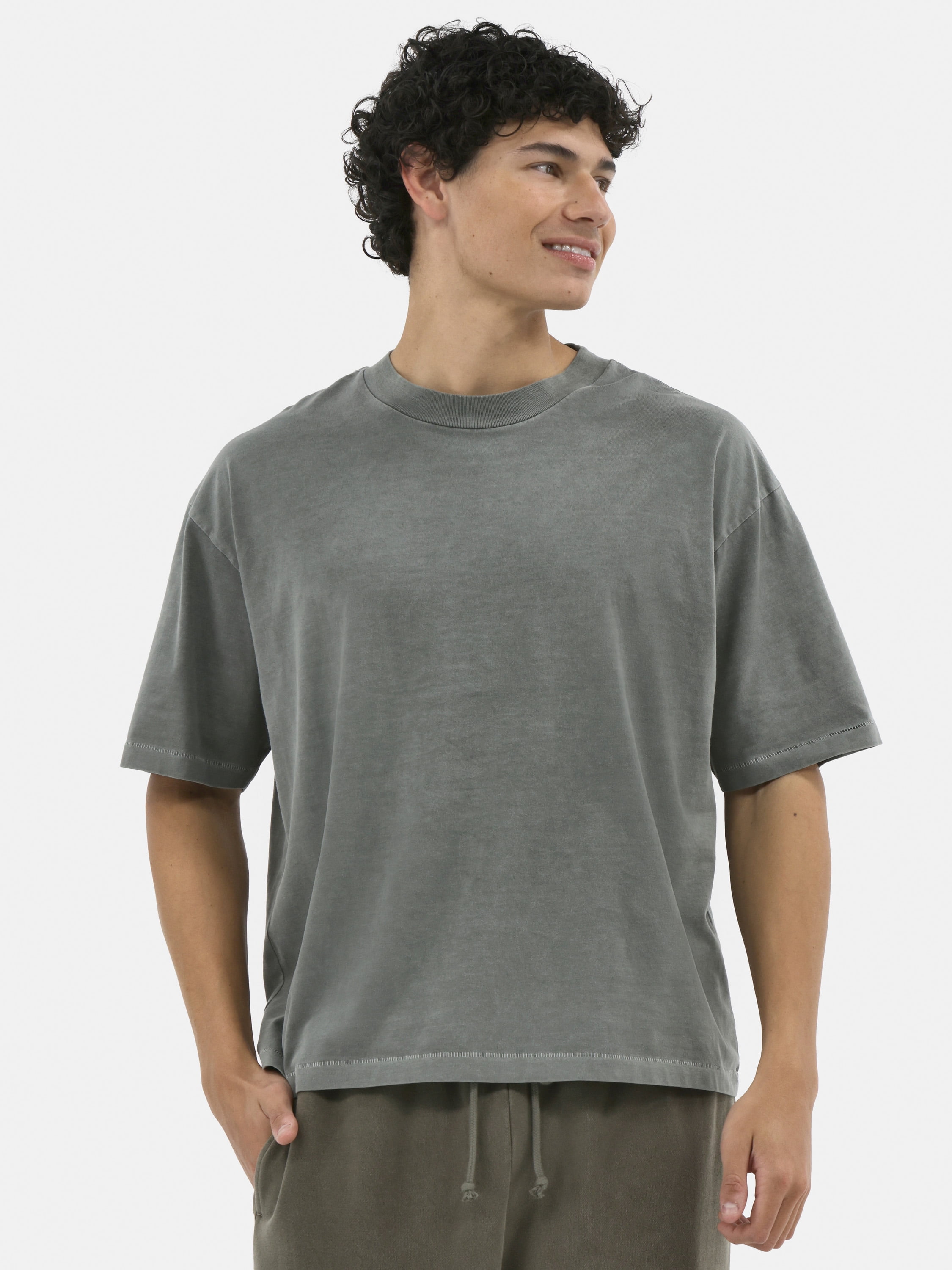 No Boundaries Cotton Oversized Cropped Tee with Short Sleeves, 2-Pack, Men's and Big Men's XS-5XL