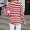 thumbnail image 4 of T-shirt pour Femmes, Col en V Boutonné, Manches Longues, Imprimé Rayé, Tuniques, Blouses, T-Shirts Rouges G, 4 of 4
