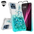 thumbnail image 2 of Spy Case for T-Mobile Revvl 6 5G Case Liquid Glitter Phone Case Cover w/Tempered Glass Screen Protector for Girls Women - Aqua/Clear, 2 of 5