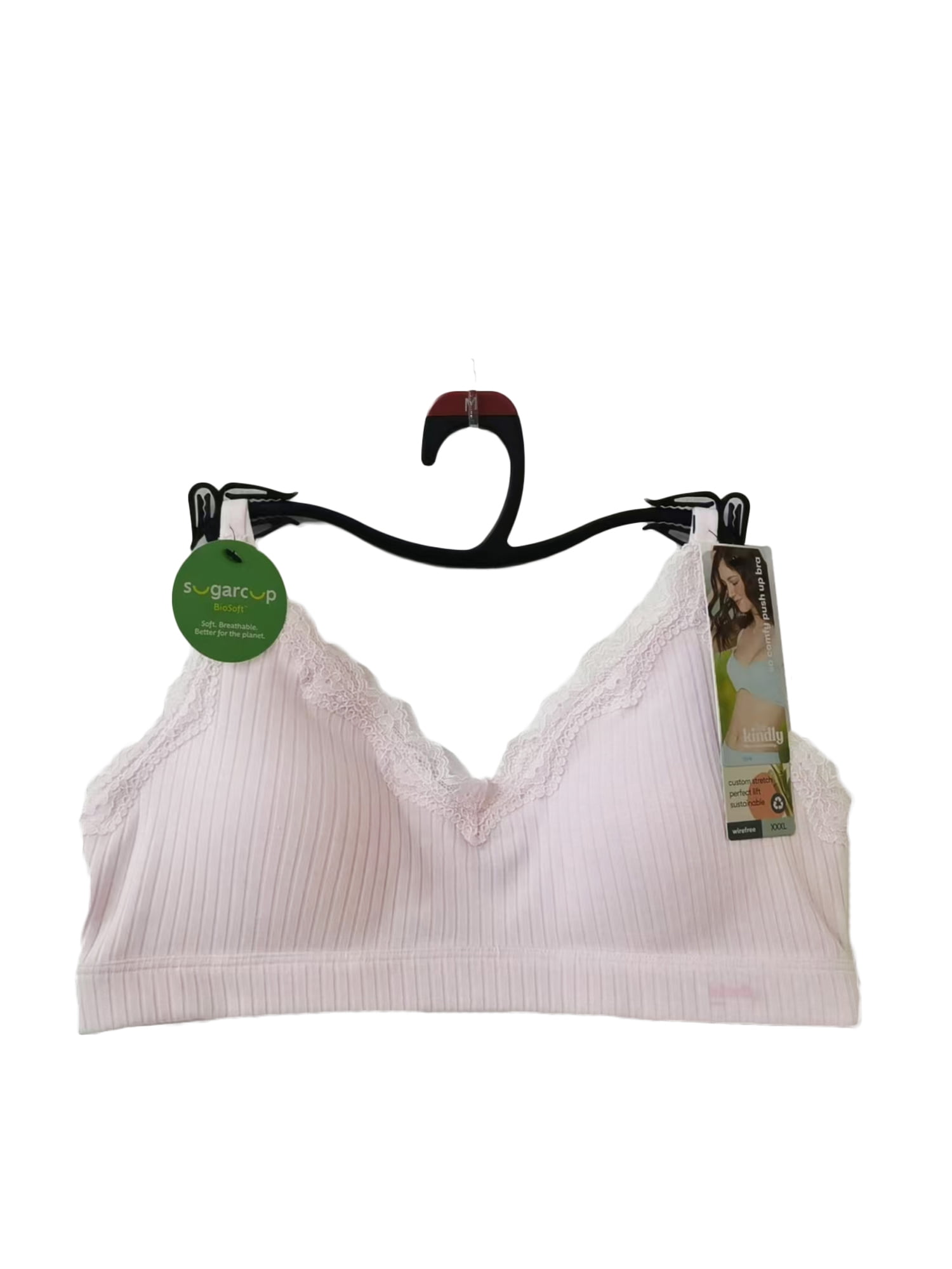 Kindly Yours Women’s Wire Free Pointelle Bralette with Lace Trim, Sizes S-XXXL