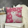 thumbnail image 2 of Cartoon Throw Pillow Cushion Case, Rabbits Jumping Around Flower Field Meadow Bunny Spring Animal Pastel Art, Decorative Square Accent Pillow Cover,Hot Pink and White, 2 of 5