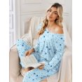 thumbnail image 2 of Ekouaer Womens 2 Pack Pajama Sets Long Sleeve Leopard Top with Pants Pjs Black Sleepwear Soft Lounge Sets, 2 of 6