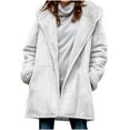 thumbnail image 2 of Womens Plus Size Winter Coats Warm Fleece Lined Jackets Casual Long Hooded Outerwear with Pockets New Long Sleeve Jackets for Women White XL, 2 of 6