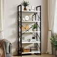 thumbnail image 5 of Dextrus 5-Tier Bookshelf Sturdy Wood Storage Bookcase Shelves with Metal Frame Plant Display for Living Room Office, White, 5 of 8