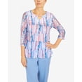 thumbnail image 4 of Alfred Dunner Womens Petite  Brushstroke Lace Sleeve Top, 4 of 6