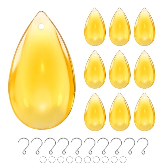 10-Pack Crystal Teardrop Prisms, 20.5mm/0.81 Inch Hanging Crystals Chandelier Prisms for Home/Windows /Garden/DIY[Golden Yellow]