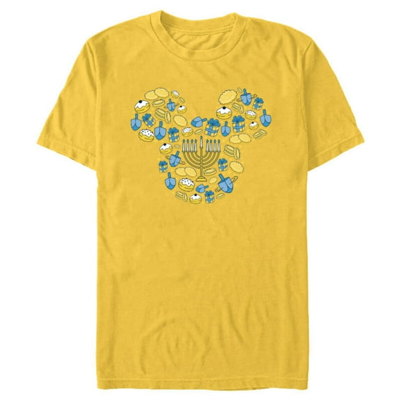 Disney Mickey Mouse Icon Hanukkah Chanukah Dreidel Menorah - Short Sleeve Blended T-Shirt for Adults – Customized-Yellow