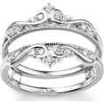 thumbnail image 2 of Divine Creation 925 Sterling Silver 1.88 Ct Round Cut White Diamond Wedding Engagement Enhancer Guard Wrap Ring 14K White Gold Plated For Women's -5.5, 2 of 3