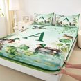 thumbnail image 3 of jejeloiu Kawaii Rustic Mallard Twin Sheet Sets,Green Letter A Bedding For Kids 3 Pieces, 3 of 7