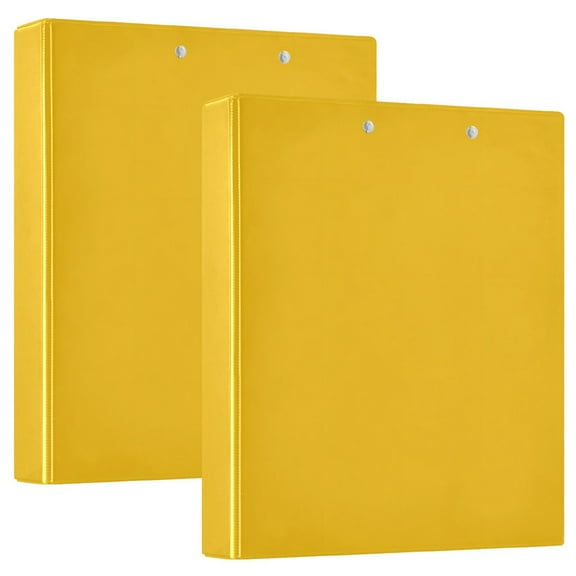 joogoo Solid Yellow Hardcover 3 Ring Binder 1.5" Round Rings Interior Pockets Binders Organizer 2 Pack
