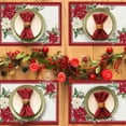 thumbnail image 3 of mubwai Christmas Poinsettia Placemats Set of 4, 12x18 Inch Winter Holiday Kitchen Dinning Table Mats Washable Place Mats for Indoor Outdoor Home Party Décor, 3 of 6