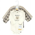 thumbnail image 2 of Hudson Baby Cotton Long-Sleeve Bodysuits, Snuggle Bear 5 Pack, Newborn, 2 of 7