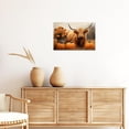 thumbnail image 3 of CCWACPP Highland Cow Wall Art Cattle Painting with Sunflower Pumpkin Pictures Farm Animal Canvas Prints Fall Farmhouse Decor for Home Kitchen Framed (12.00" x 18.00"), 3 of 5